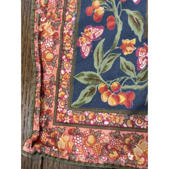 April Cornell Plaid Floral Tulips SMALL Square COTTON Table Cloth 33x30" - Picture 3 of 9